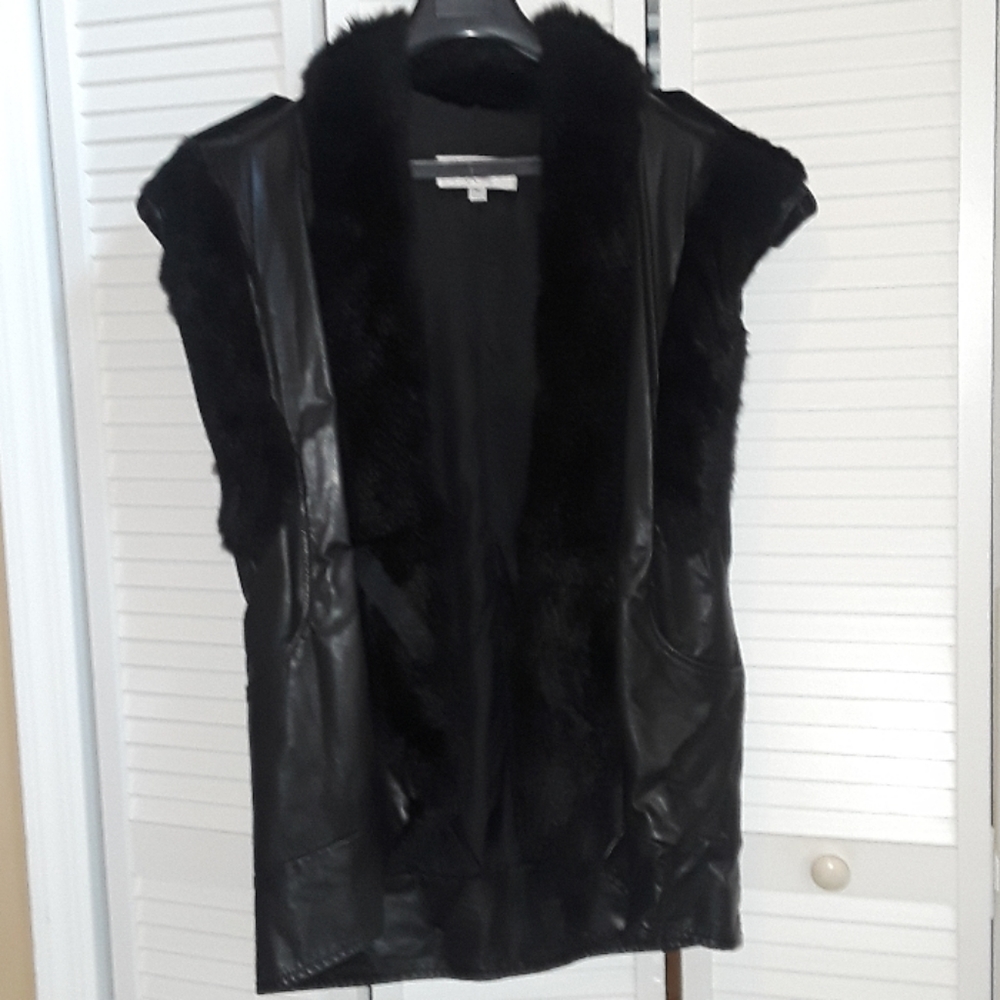Leather and fur coat